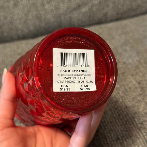 Starbucks Holiday 2023 Red Prism Crystal Tumbler Cold Cup No Straw Included 16oz - Picture 3 of 6